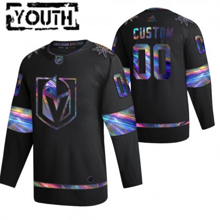 Vegas Golden Knights Custom 2021-22 Schillerndes holografisches Schwarz Trikot Authentic - Kinder